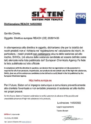 Certificazione REACH